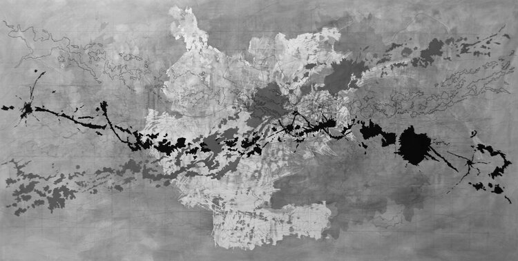 Spills Map - Walking the City (300 x 150cm) Mixed Media on Canvas